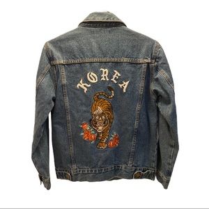 Forever21 Korea Tiger embroidered Denim Jacket szM